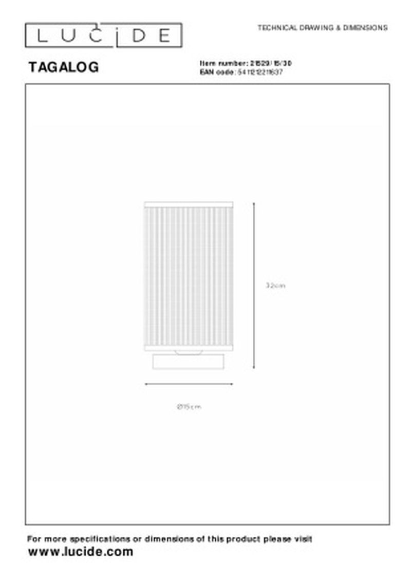 Lucide TAGALOG - Stolná lampa - Ø 15 cm - 1xE27 - Čierna
